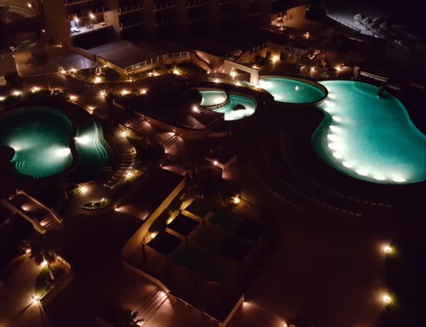 Absolutely amazing night views of the pools and resort from the balcony!